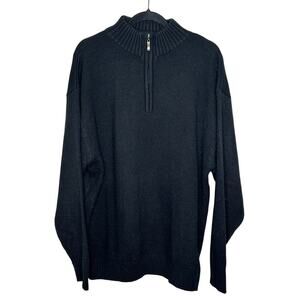 Jordan Craig Black 1/4 Zip Long Sleeve Sweater High Neck Winter Formal Party XL